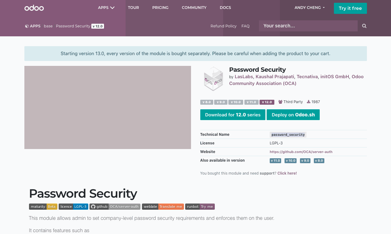 Odoo Apps - Password Security